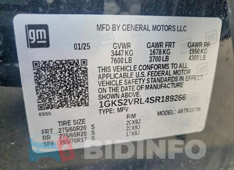 1GKS2VRL4SR189266 Photo# 14