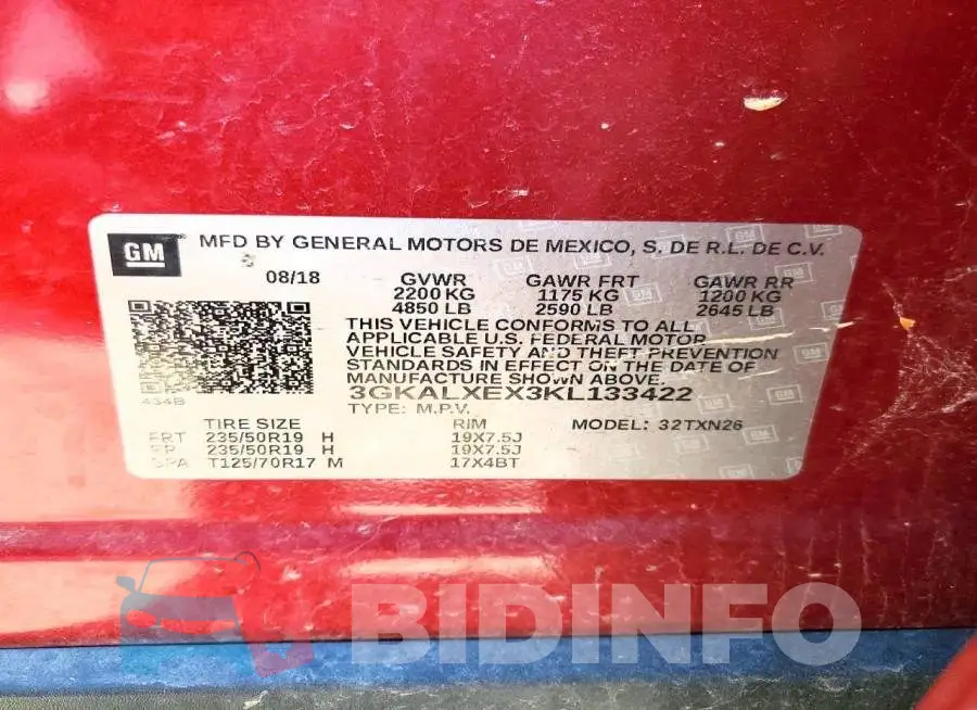 3GKALXEX3KL133422 Photo# 14