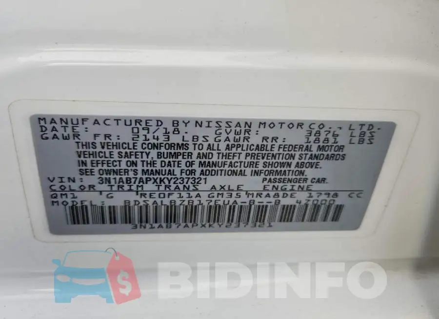3N1AB7APXKY237321 Photo# 12