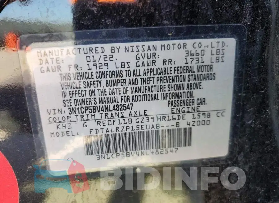 3N1CP5BV4NL482547 Photo# 13