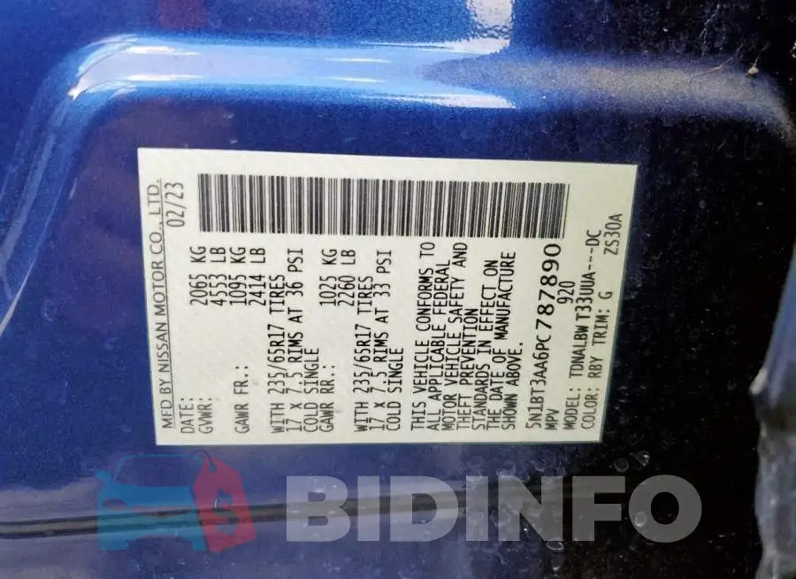 5N1BT3AA6PC787890 Photo# 13