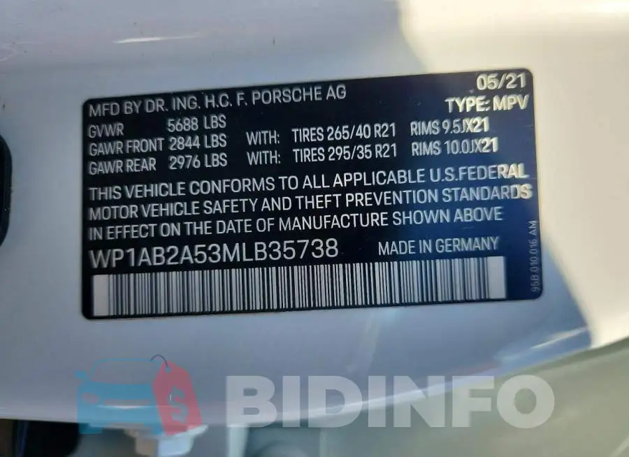 WP1AB2A53MLB35738 Photo# 13