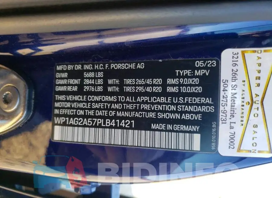 WP1AG2A57PLB41421 Photo# 13