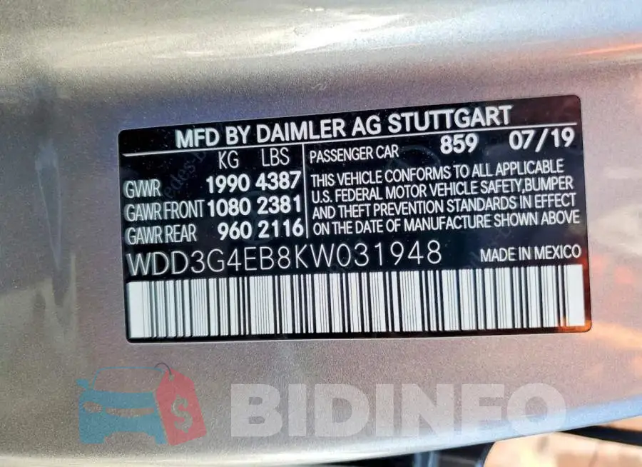 WDD3G4EB8KW031948 Photo# 13