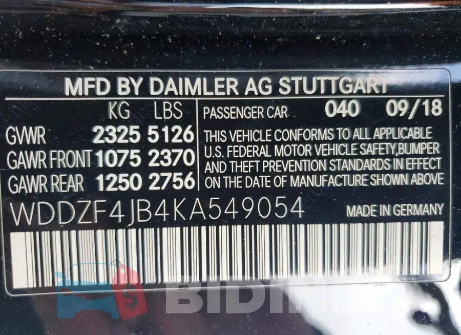 WDDZF4JB4KA549054 Photo# 13