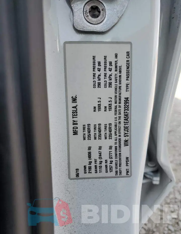 5YJ3E1EA5KF332994 Photo# 12