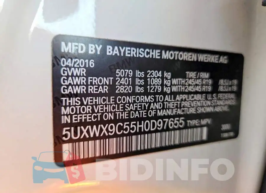 5UXWX9C55H0D97655 Photo# 13