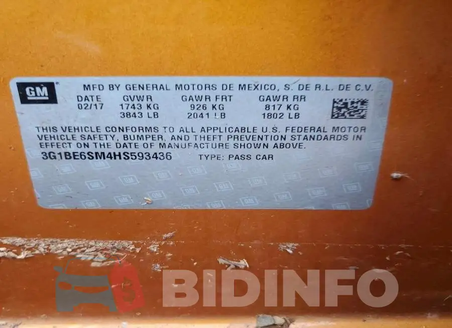 3G1BE6SM4HS593436 Photo# 12