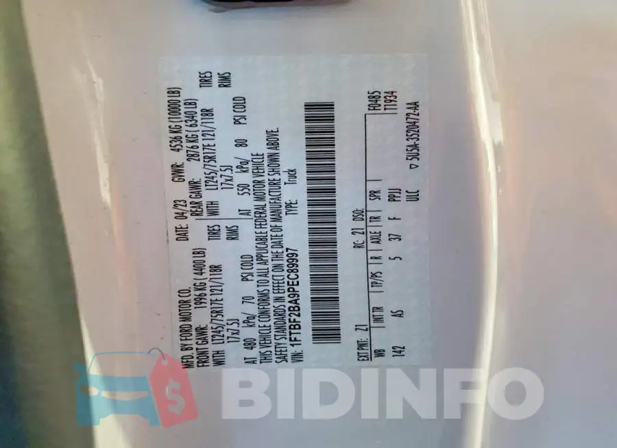 1FTBF2BA9PEC89997 Photo# 12