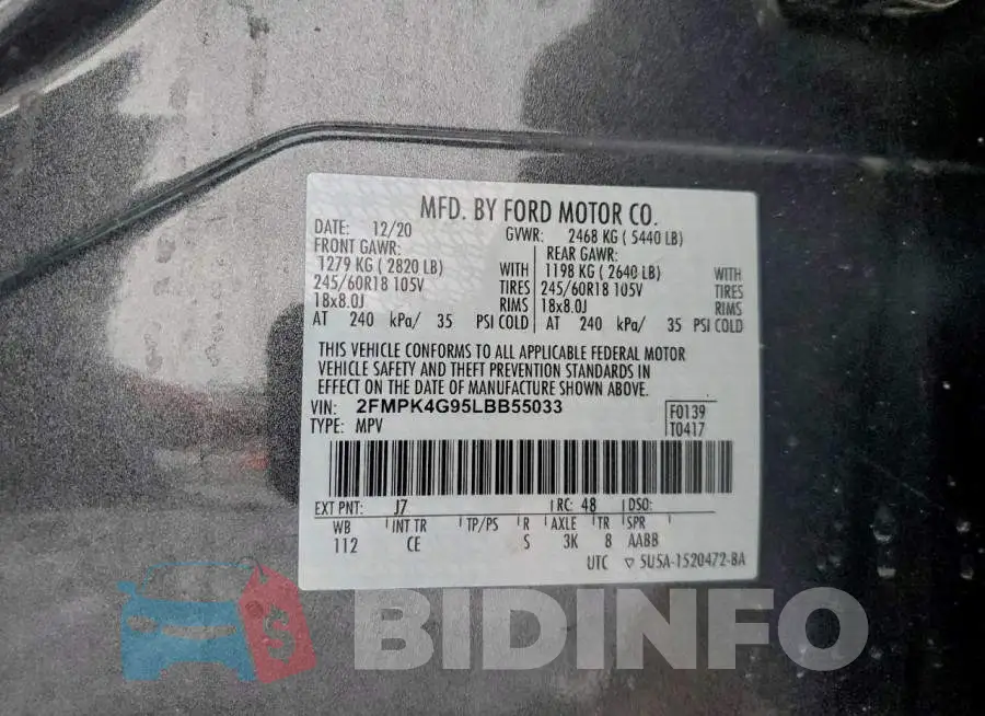 2FMPK4G95LBB55033 Photo# 13