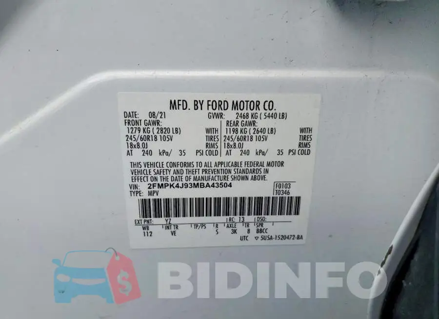 2FMPK4J93MBA43504 Photo# 13