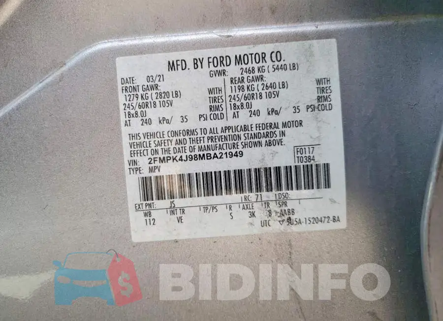 2FMPK4J98MBA21949 Photo# 12