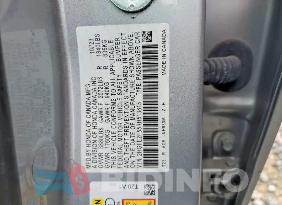 2HGFE2F55RH513815 Photo# 13