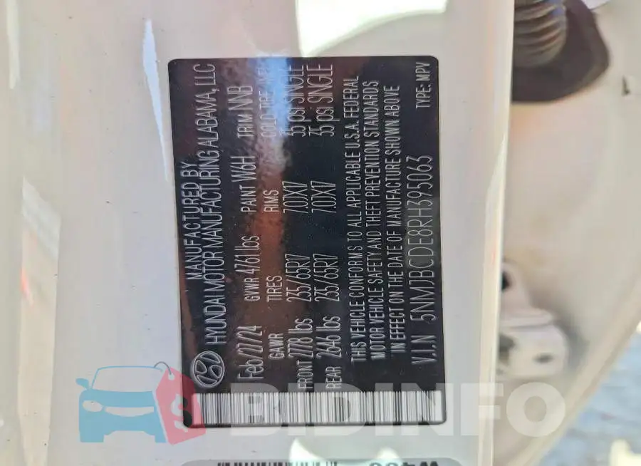 5NMJBCDE8RH395063 Photo# 13