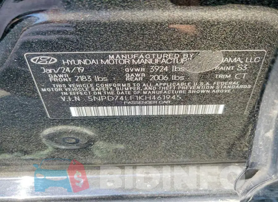 5NPD74LF1KH461945 Photo# 12