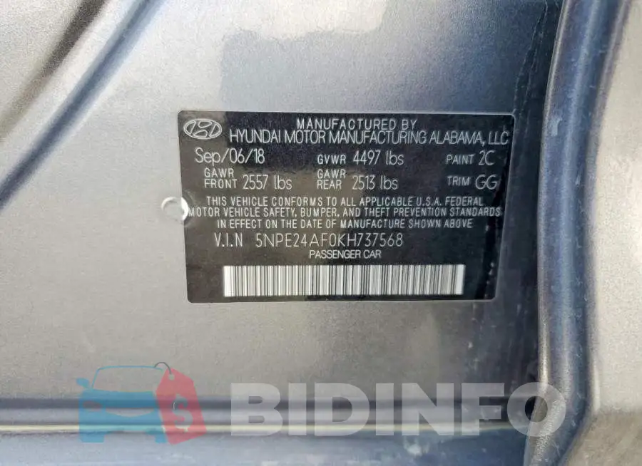 5NPE24AF0KH737568 Photo# 12