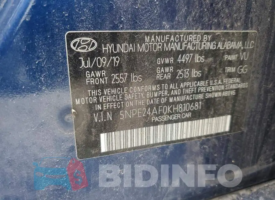 5NPE24AF0KH810681 Photo# 12