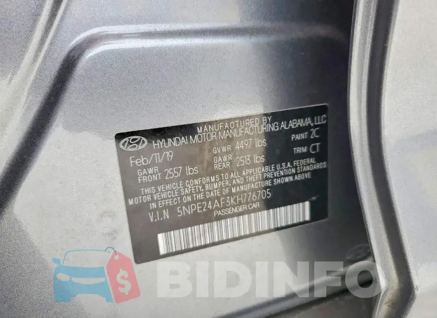 5NPE24AF3KH776705 Photo# 12