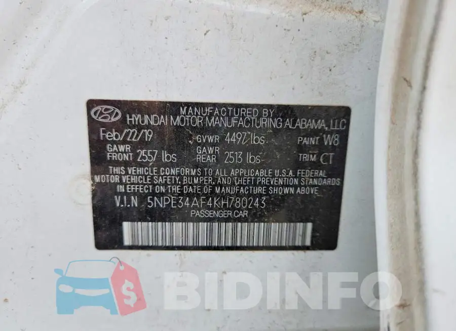 5NPE34AF4KH780243 Photo# 12