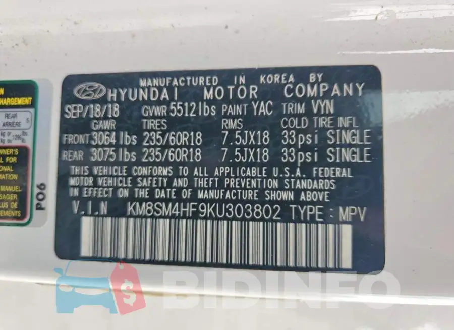 KM8SM4HF9KU303802 Photo# 13