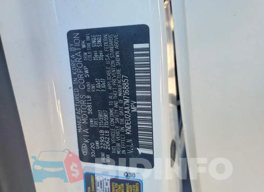 KNDEU2AA7M7168857 Photo# 14