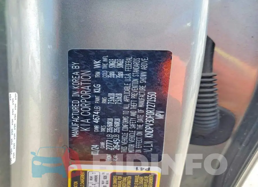 KNDPV3DF0R7271550 Photo# 13