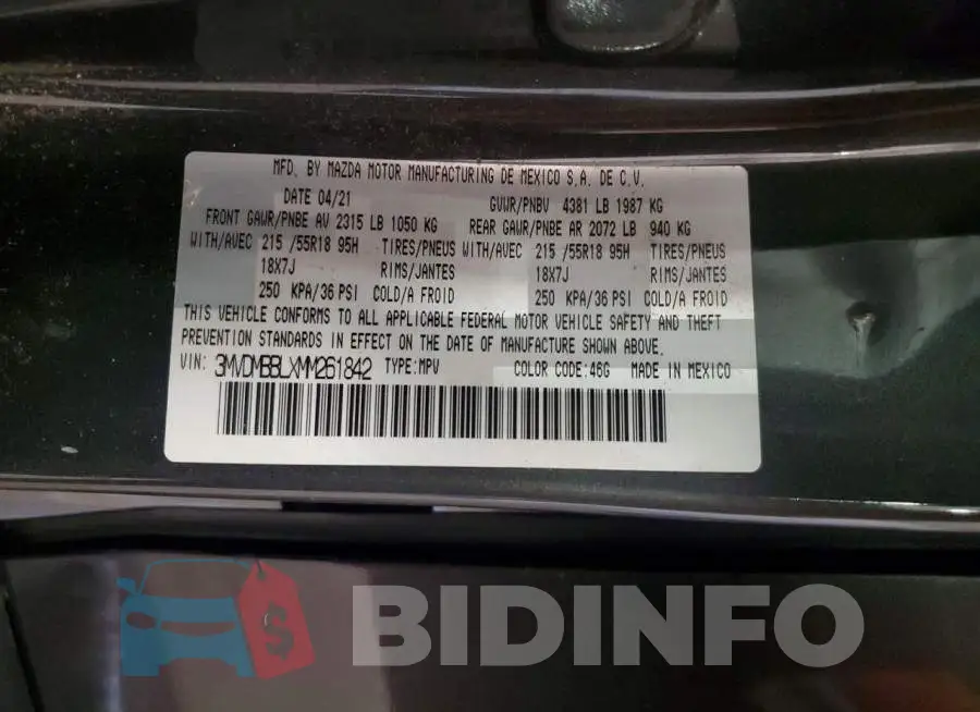 3MVDMBBLXMM261842 Photo# 14