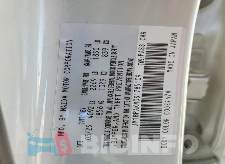 JM1BPAKM0S1785109 Photo# 12