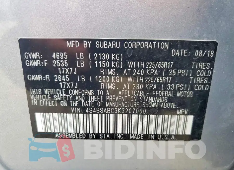 4S4BSABC3K3207060 Photo# 14