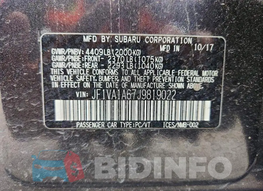 JF1VA1A67J9819022 Photo# 13