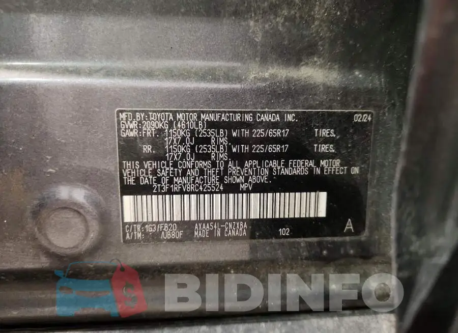 2T3F1RFV8RC425524 Photo# 14