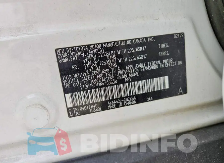 2T3H1RFV1NW189638 Photo# 13
