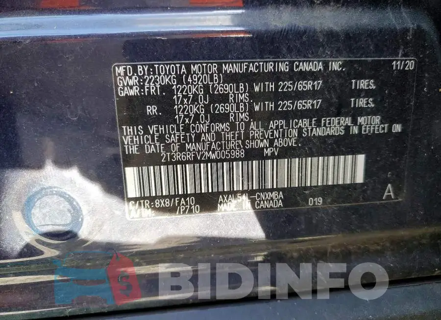 2T3R6RFV2MW005988 Photo# 14