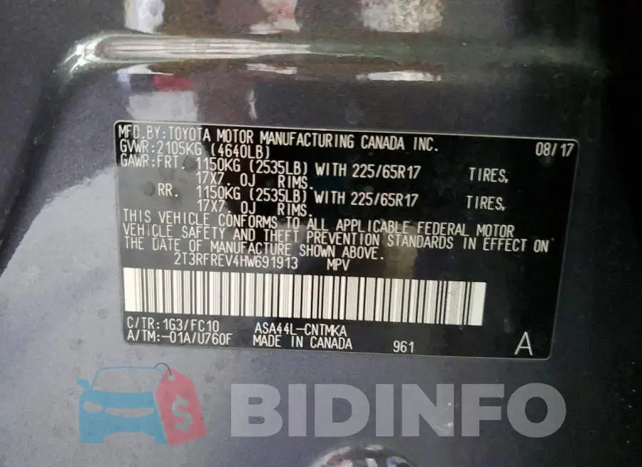 2T3RFREV4HW691913 Photo# 13