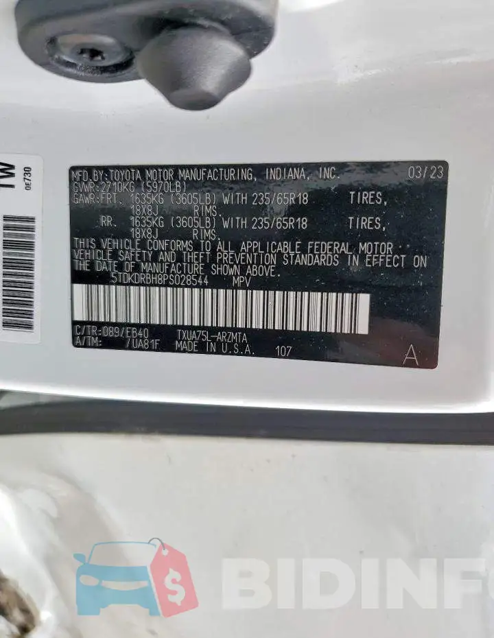 5TDKDRBH8PS028544 Photo# 13