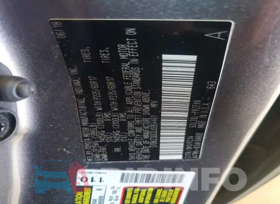 5TDKZ3DC0JS954461 Photo# 13