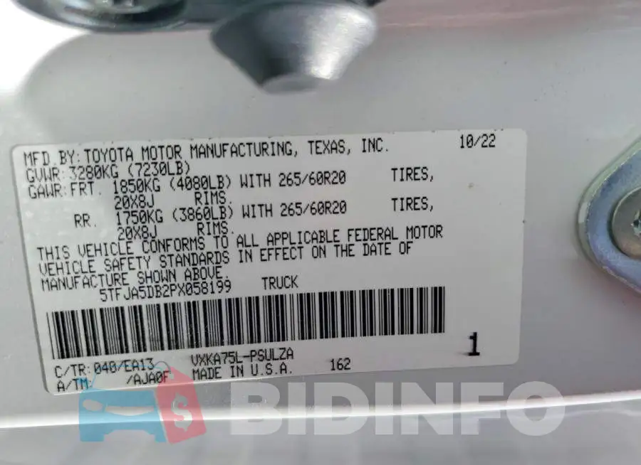 5TFJA5DB2PX058199 Photo# 12