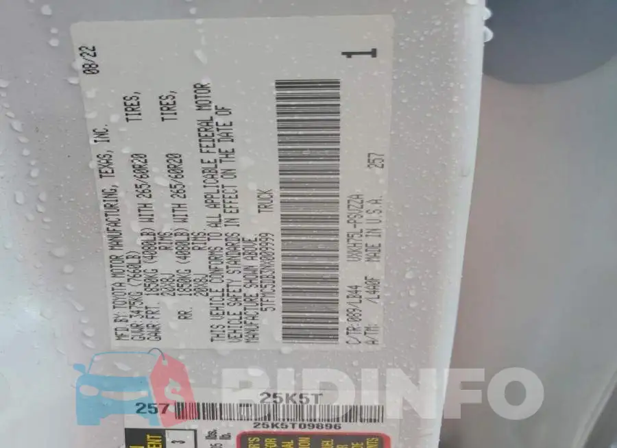 5TFMC5DB3NX009999 Photo# 13