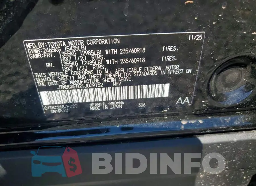 JTMBCAEB2TJ009152 Photo# 14
