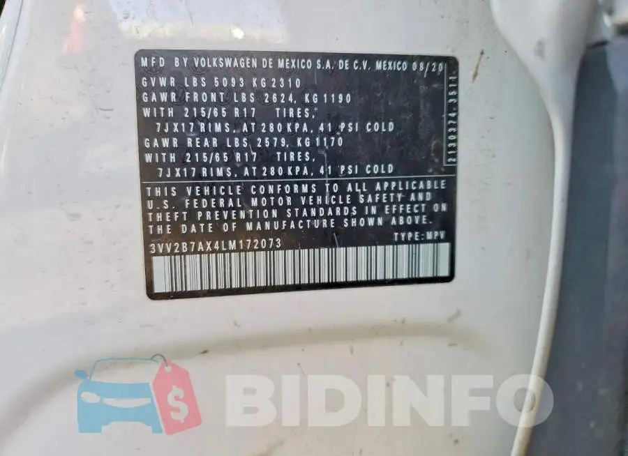 3VV2B7AX4LM172073 Photo# 12