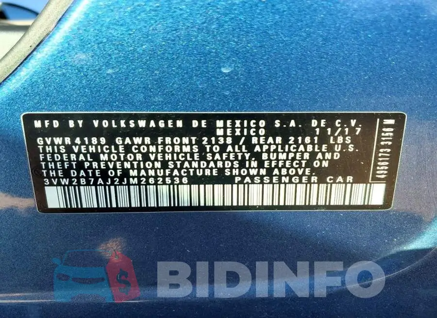 3VW2B7AJ2JM262536 Photo# 12