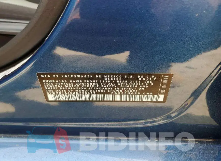 3VW2B7AJ3HM396417 Photo# 12