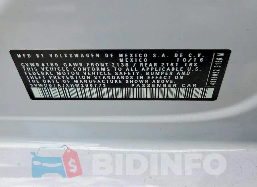 3VWDB7AJXHM266773 Photo# 12