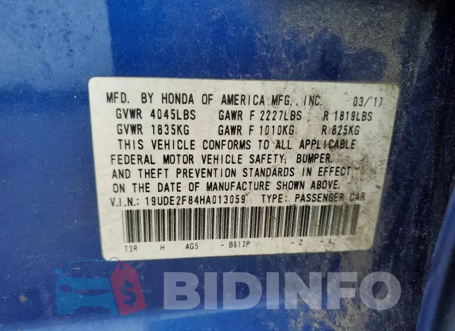19UDE2F84HA013059 Photo# 12