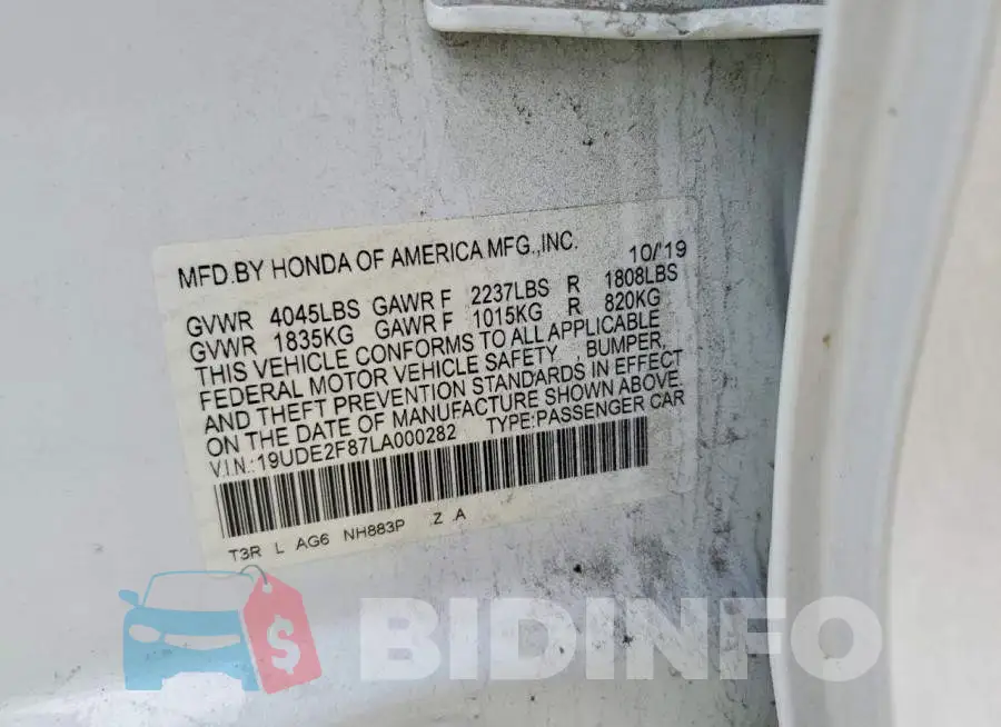 19UDE2F87LA000282 Photo# 12