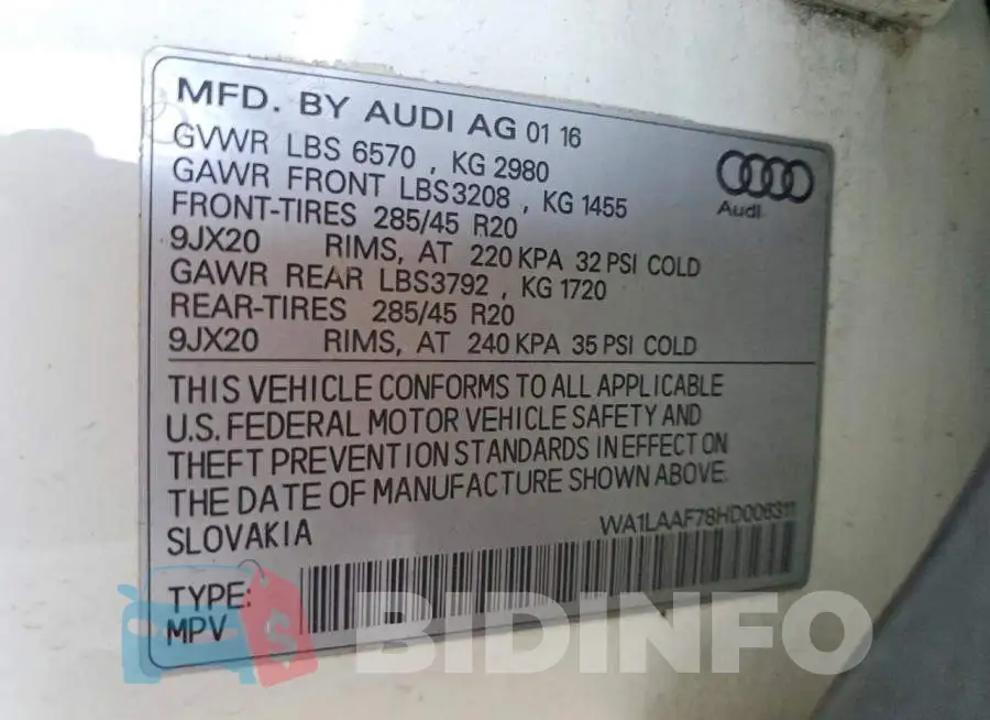 WA1LAAF78HD006311 Photo# 12