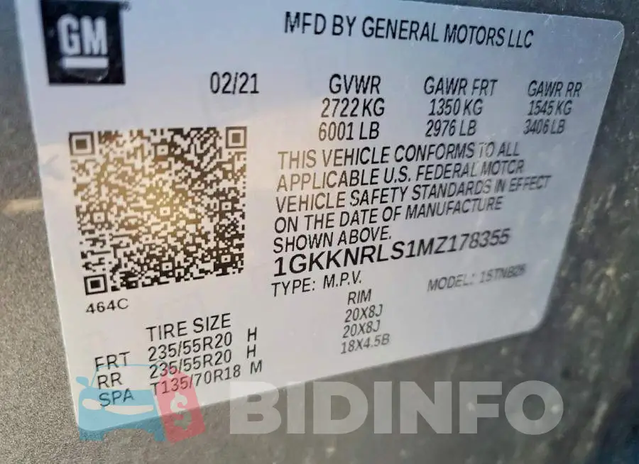1GKKNRLS1MZ178355 Photo# 13