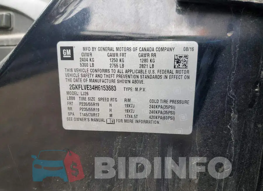2GKFLVE34H6153683 Photo# 12