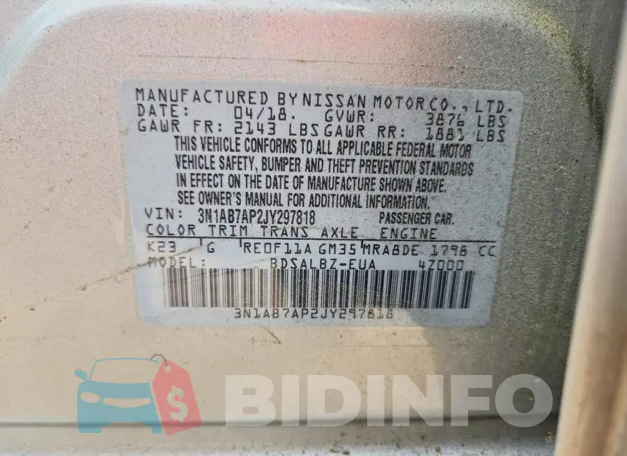 3N1AB7AP2JY297818 Photo# 12