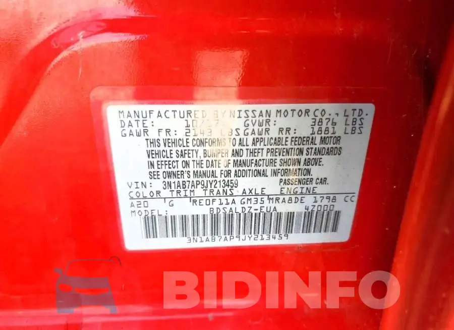 3N1AB7AP9JY213459 Photo# 13